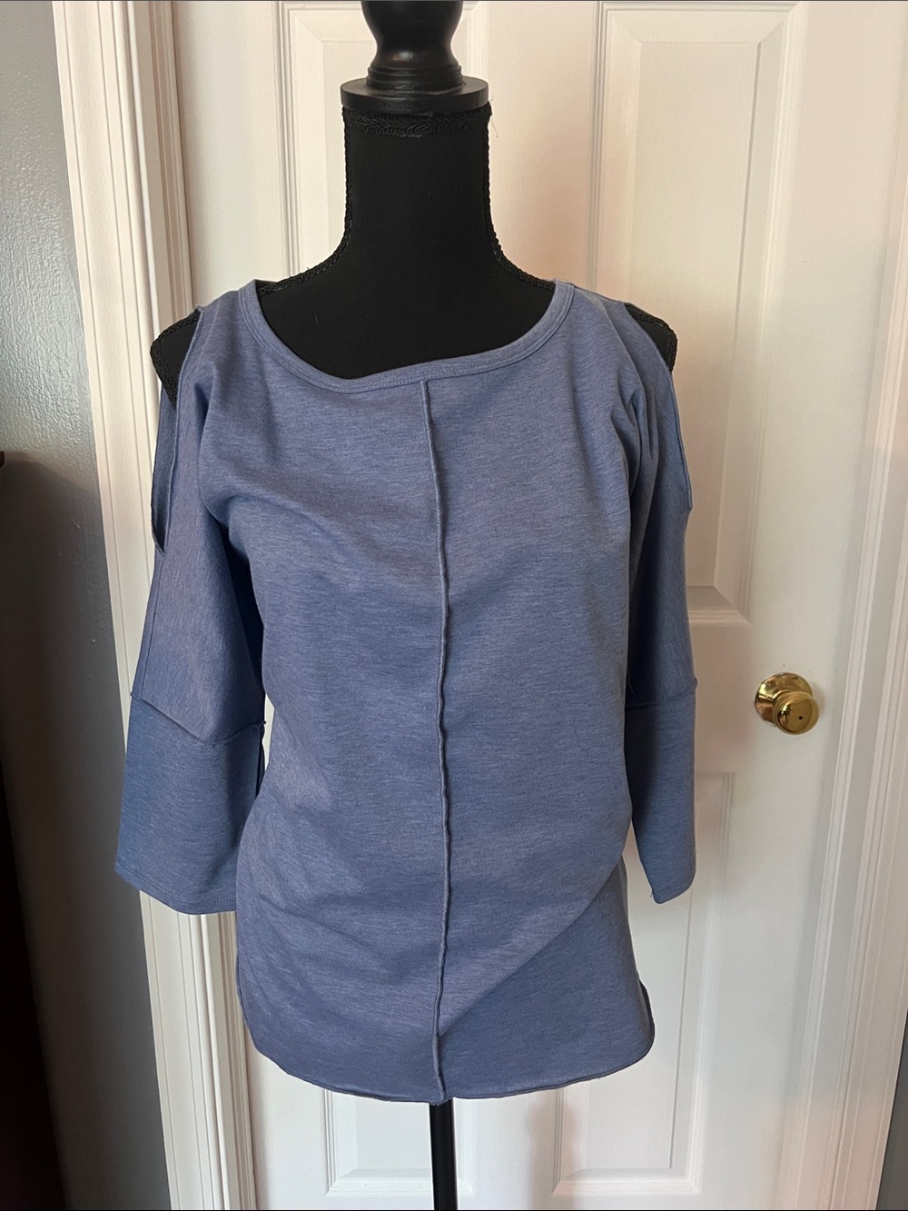 Sunday Blue Cold-Shoulder Knit Tunic